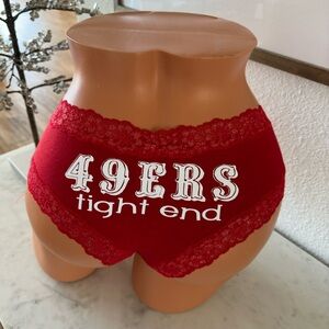 NWT Red Victoria Secret Panty Personalized w/ 49ers Tight End Size M